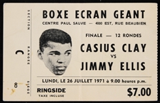 1971 (July 26) Cassius Clay Jimmy Ellis Heavyweight Title Bout French Language Closed Circuit Viewing Ticket