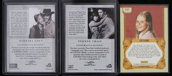 2007-13 Barbara Eden Yvonne Craig Eve Plumb Signed Insert Trading Cards - Lot of 3