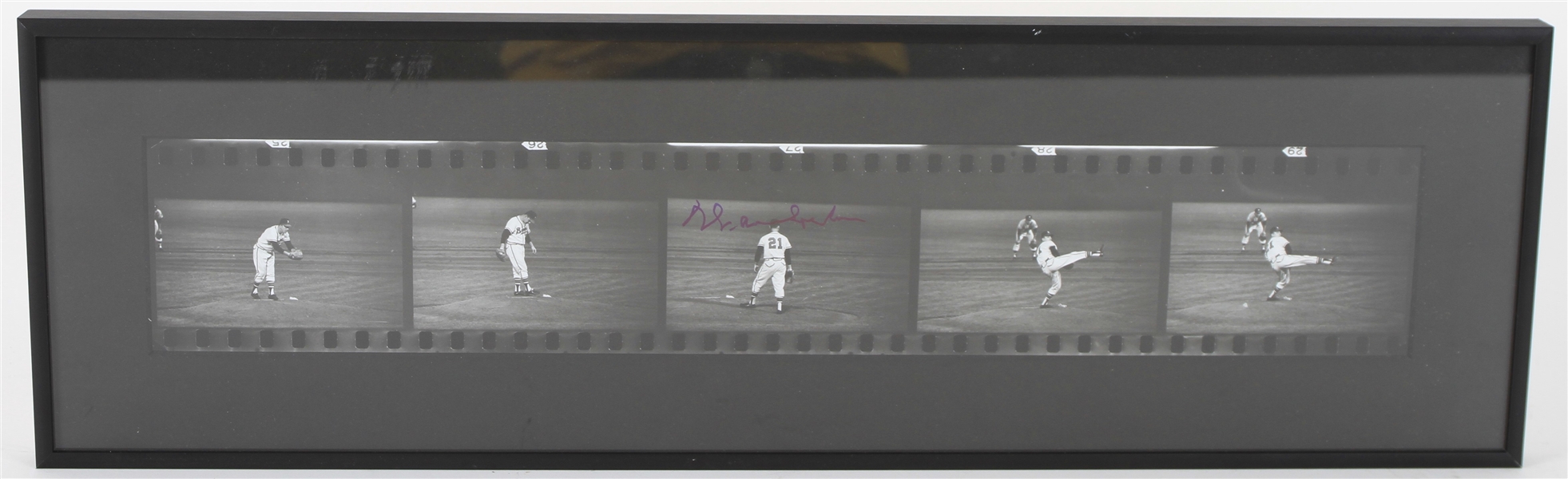 1960s Warren Spahn Milwaukee Braves Signed 7" x 23" Framed Negative Roll Photo (JSA)