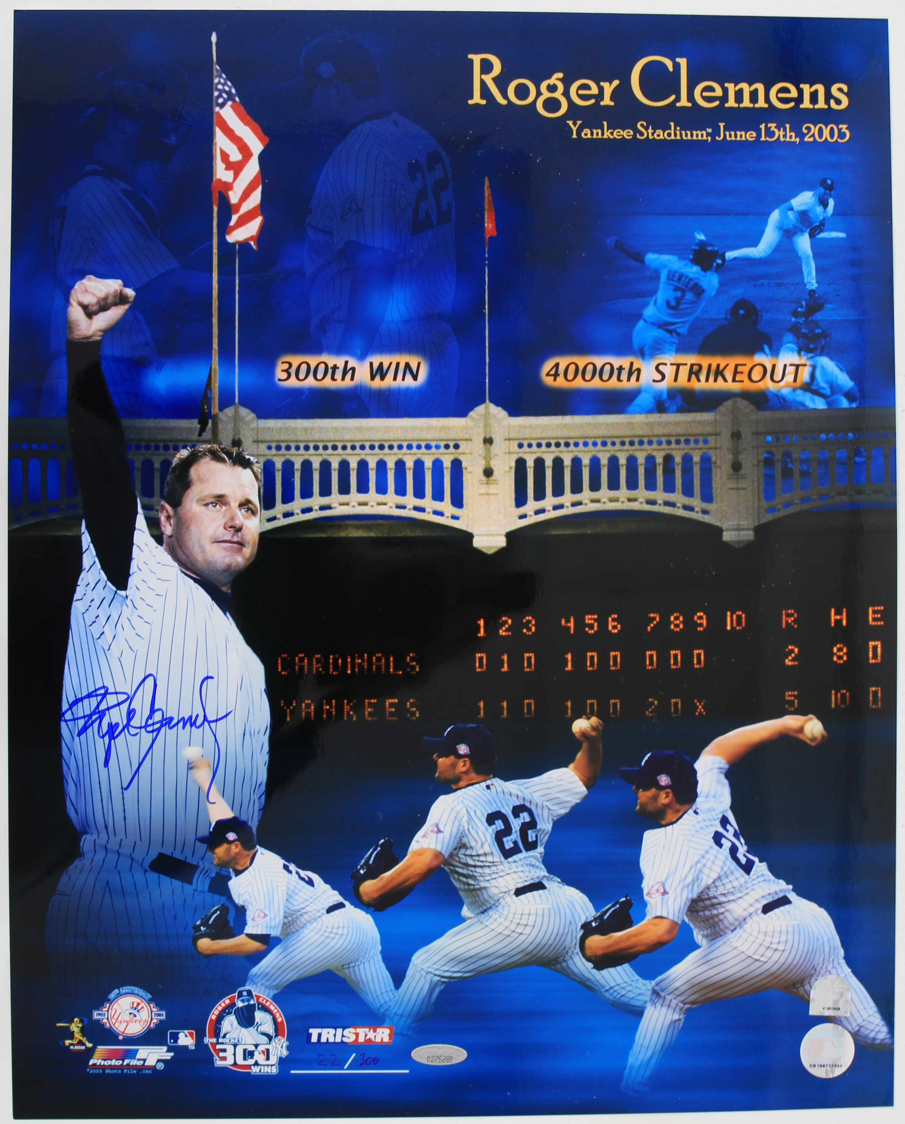 Lot Detail 2003 Roger Clemens New York Yankees Signed 16x20 300th Win