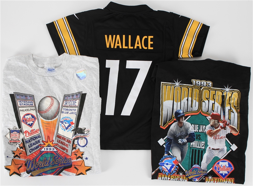 1993 Toronto Blue Jays Philadelphia Phillies World Series T-Shirts & Mike Wallace Youth Jersey - Lot of 3