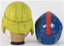 1910's-20's Game Worn Suspension Football Helmets - Lot of 2 (MEARS LOA)