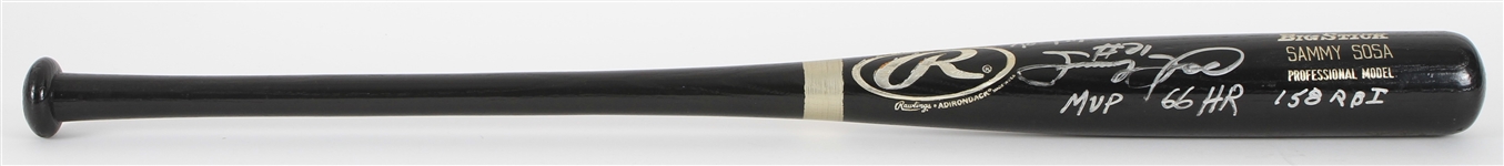 1998 Sammy Sosa Chicago Cubs Signed Rawlings Adirondack Bat (JSA)