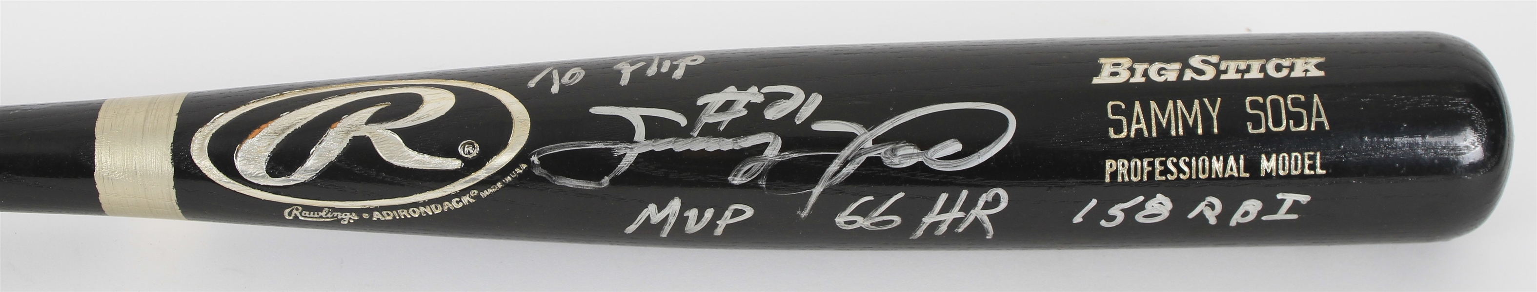 1998 Sammy Sosa Chicago Cubs Signed Rawlings Adirondack Bat (JSA)