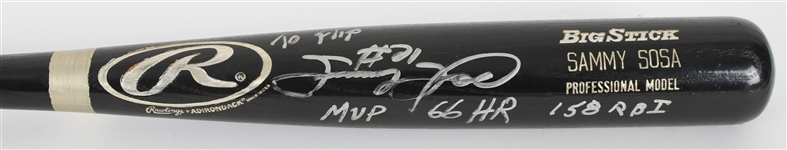 1998 Sammy Sosa Chicago Cubs Signed Rawlings Adirondack Bat (JSA)