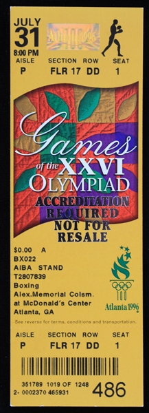 1996 Summer Olympic Boxing Ticket