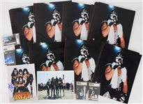 2000s KISS Memorabilia Collection - Lot of 101 w/ Peter Criss 11" x 14" Photos, Slabbed Tracercode Cards & Gene Simmons Signed Photo (JSA)