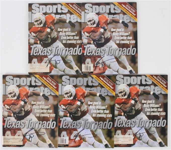 1998 Ricky Williams Texas Longhorns Signed Sports Illustrated Magazines - Lot of 5 (JSA)