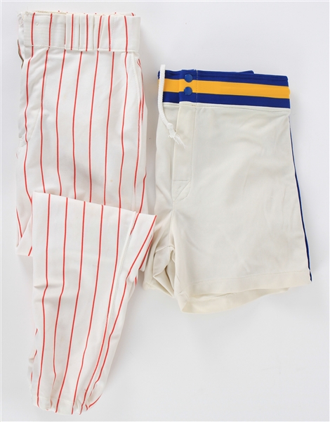 1970s Philadelphia Phillies Uniform Pants & Milwaukee Brewers Uniform Shorts - Lot of 2 (MEARS LOA)
