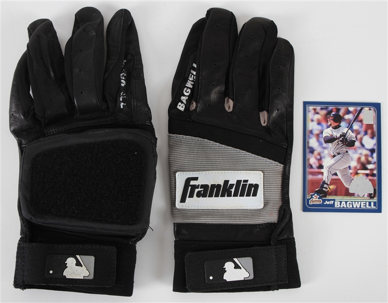 1998-2005 Jeff Bagwell Houston Astros Franklin Game Worn Batting Gloves (MEARS LOA)