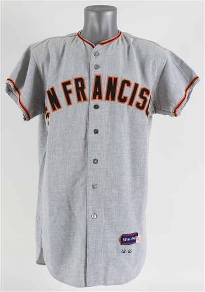 1965 Jesus Alou San Francisco Giants Game Worn Road Jersey (MEARS A8)