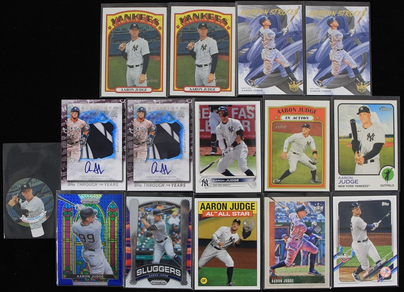 2020-22 Aaron Judge New York Yankees Topps & Panini Baseball Trading Cards - Lot of 34 w/ 2 Insert Card & Jersey Number Medallion Card