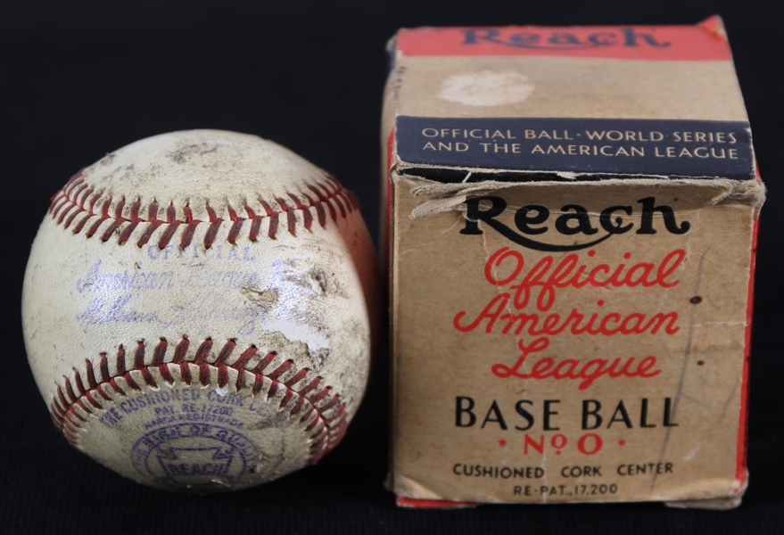 1945-46 Reach Official American League William Harridge Baseball w/ Original Box