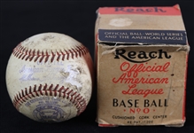 1945-46 Reach Official American League William Harridge Baseball w/ Original Box