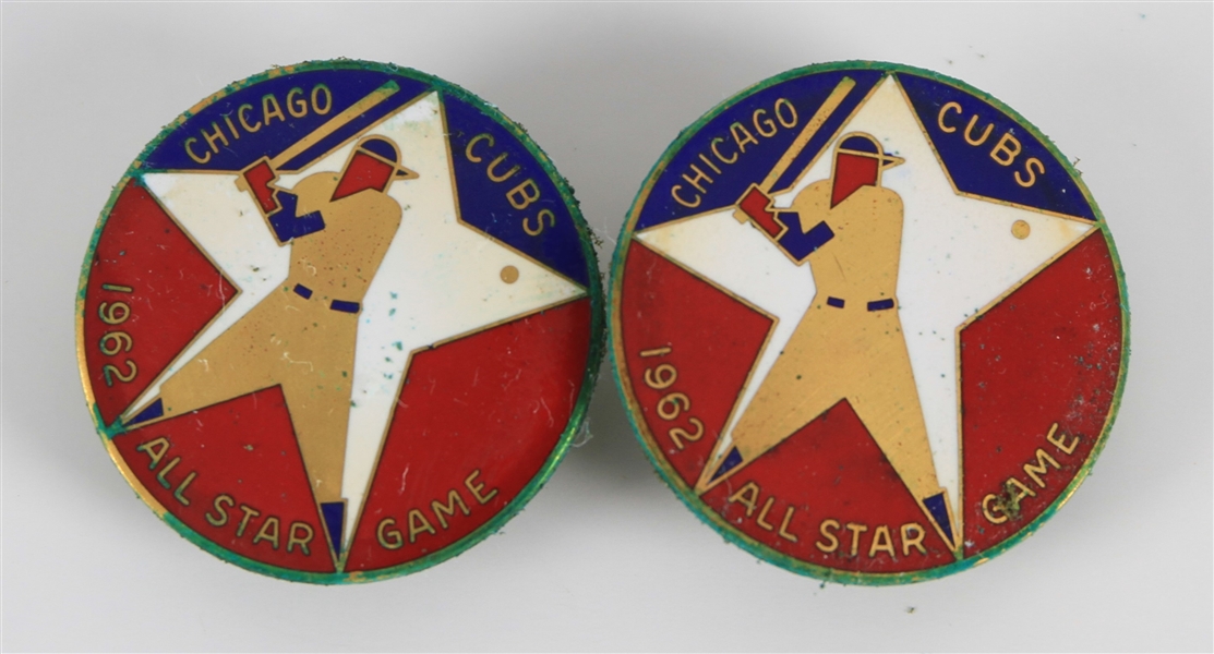 1962 Chicago Cubs Wrigley Field All Star Game 1" Press Pins - Lot of 2
