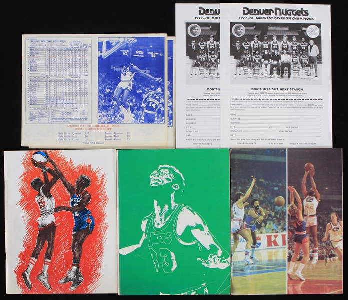 1974-78 Denver Nuggets Programs & Inserts - Lot of 7