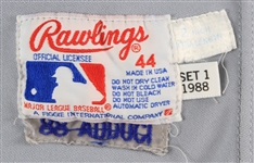 1988 Jim Aducci Milwaukee Brewers Game Worn Road Jersey w/ Harvey Kuenn Memorial Patch (MEARS LOA)