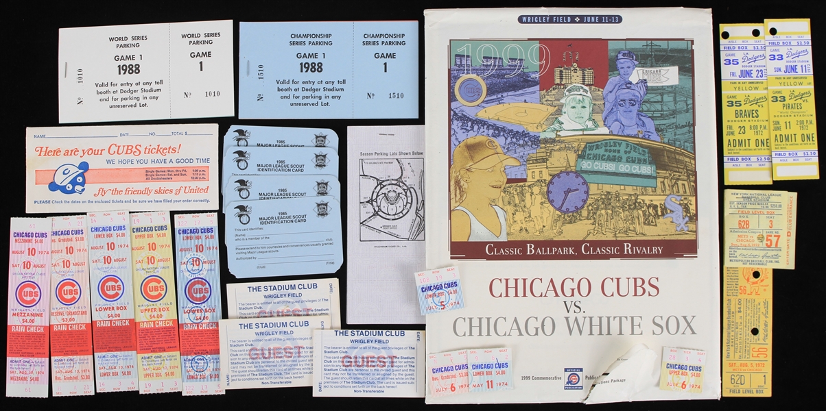 1970s-90s MLB Tickets Stubs Parking Passes Scout Cards & More - Lot of 20
