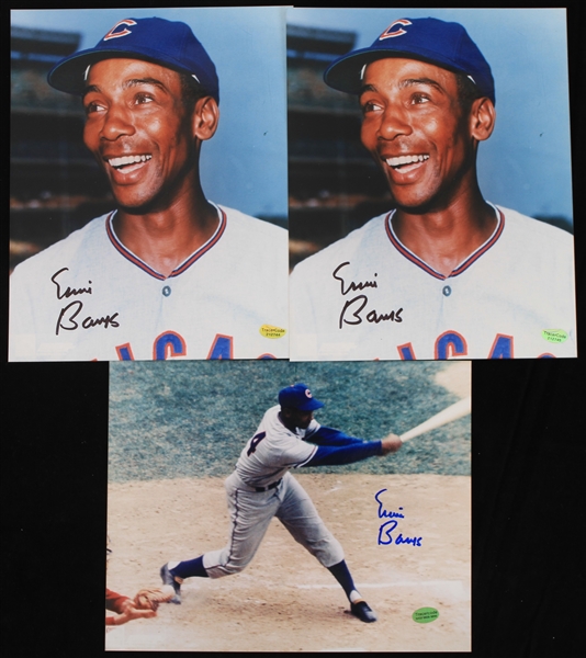 1953-1971 Ernie Banks Chicago Cubs Autographed 8x10 Photos (JSA) (Lot of 3)
