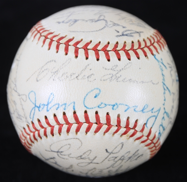 1953 Milwaukee Braves Inaugural Season Team Signed ONL Giles Baseball w/ 30 Signatures Including Warren Spahn, Eddie Mathews, Del Crandall & More (JSA)