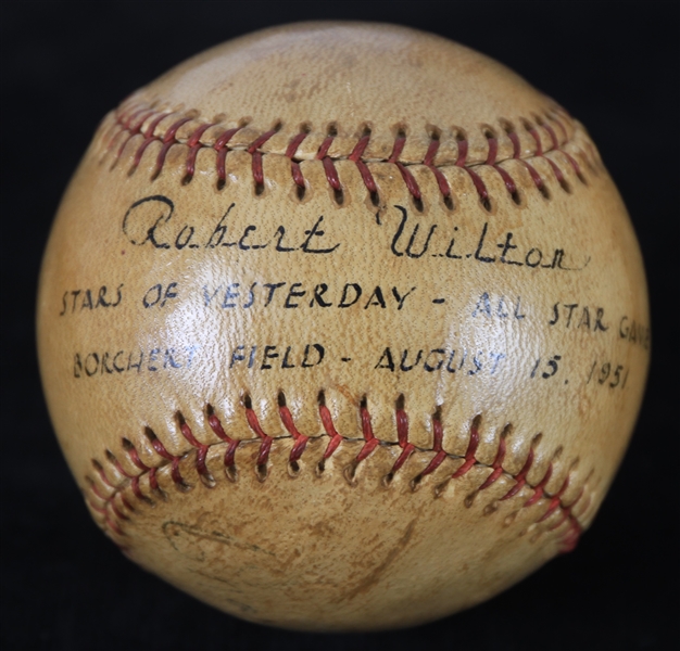 1951 Charlie Grimm Milwaukee Brewers Signed American Association Baseball w/ "Robert Wilton - Stars of Yesterday - All Star Game - Borchert Field" Notation (MEARS LOA/JSA)
