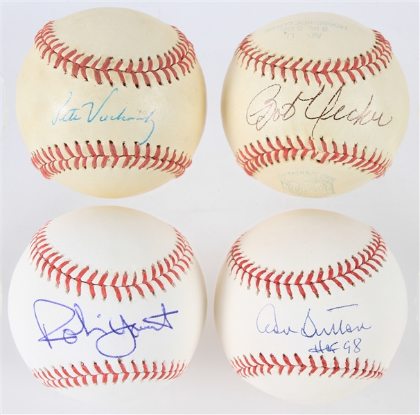 1980s-2000s Milwaukee Brewers Signed Baseballs - Lot of 4 w/ Robin Yount, Bob Uecker, Don Sutton & Pete Vuckovich (JSA)