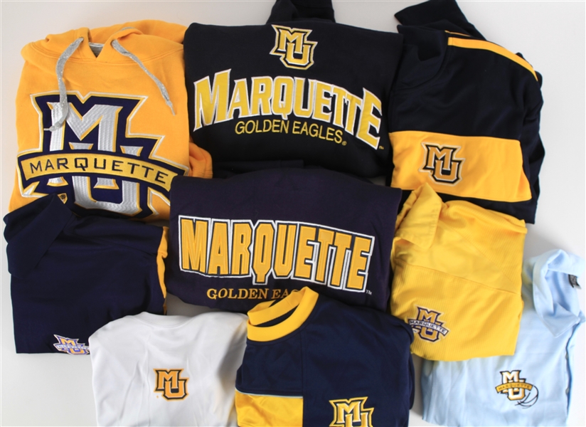 1990s-2000s Marquette Golden Eagles Apparel Collection - Lot of 17 w/ Sweatshirts, Shorts, Jackets and Shirts