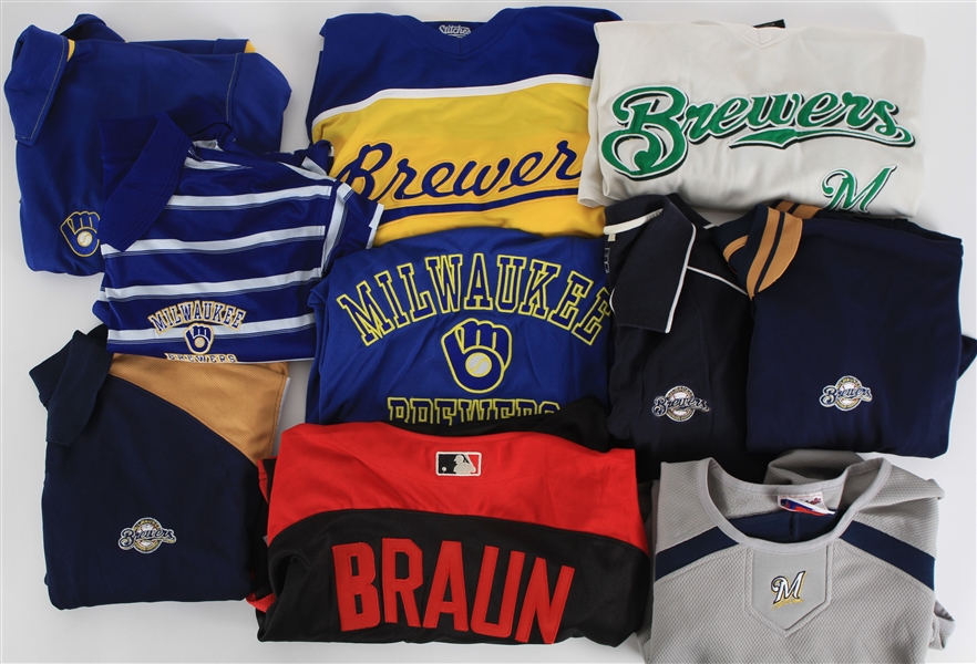 1990s-2000s Milwaukee Brewers Apparel Collection - Lot of 10 w/ Shirts & Ryan Braun All Star Jersey