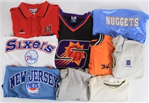 1990s-2000s Basketball & Football Apparel Collection - Lot of 9 w/ Jerseys, Warm Ups, Polos & Long Sleeve Shirts