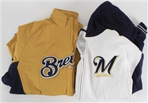 1990's-2000's Milwaukee Brewers Apparel Collection - Lot of 7 w/ Leather Jacket, Jackets & Sweatshirt
