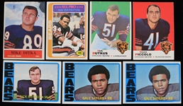 1964-78 Chicago Bears Football Trading Cards - Lot of 7 w/ Dick Butkus, Walter Payton, Gale Sayers & Bryon Piccolo