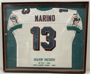 1984 Dan Marino Miami Dolphins Facsimile Signed 34x41 Framed Season Records TDs & Passing Yards Jersey 