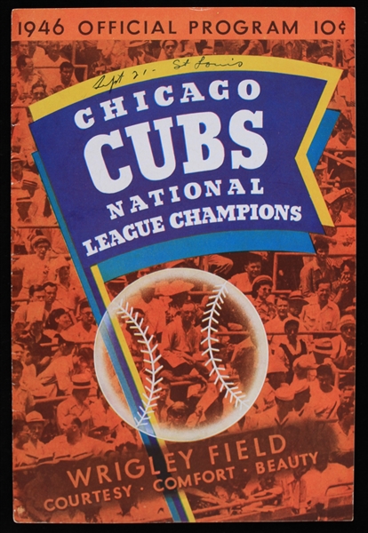 1946 Chicago Cubs St. Louis Cardinals Wrigley Field Unscored Game Program