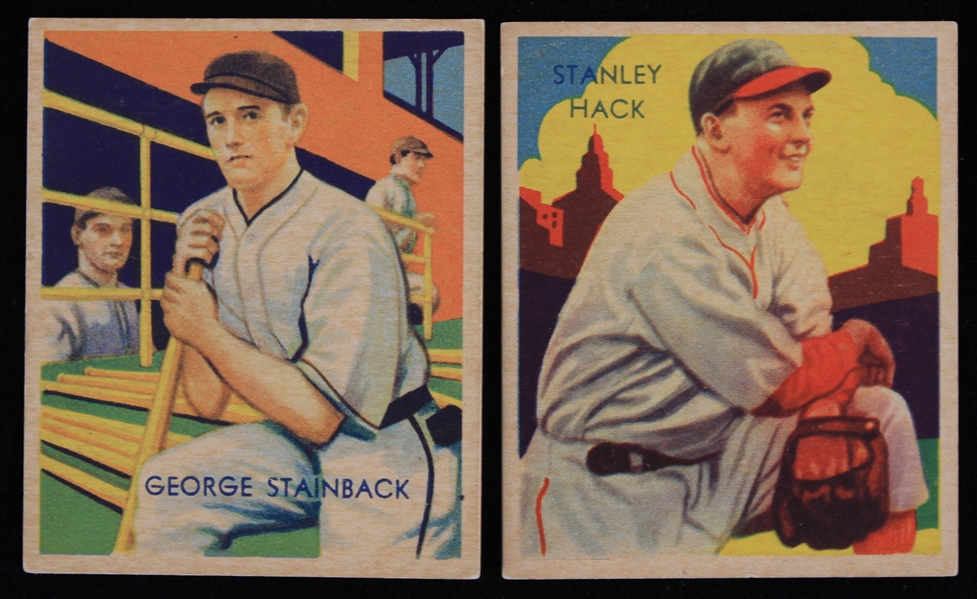 1935 Stanley Hack & George Stainback National Chicle Diamond Stars Baseball Trading Cards 