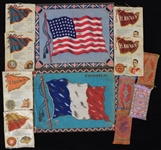 1870s-1910s Tobacco Felts & Silk Collection - Lot of 12 w/ Colleges, Flags & More