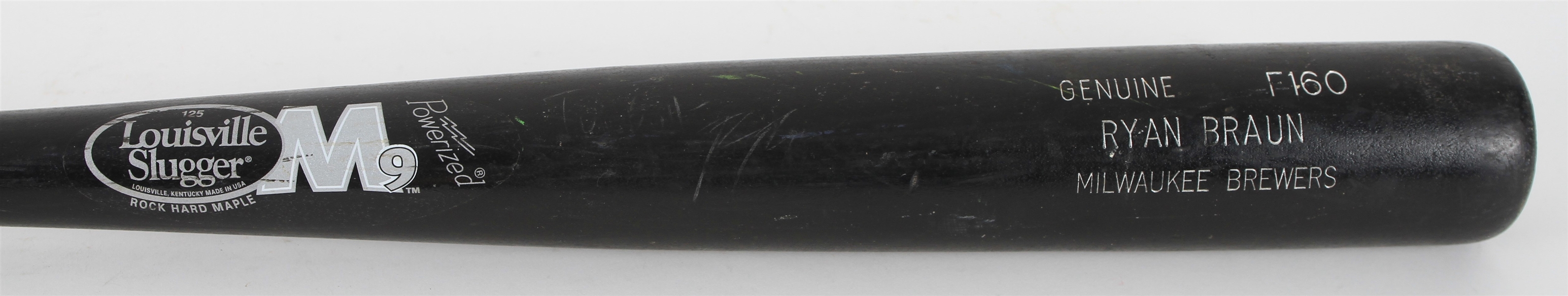 2008 Ryan Braun CC Sabathia Milwaukee Brewers Louisville Slugger Professional Model Game Used Bat (MEARS LOA)