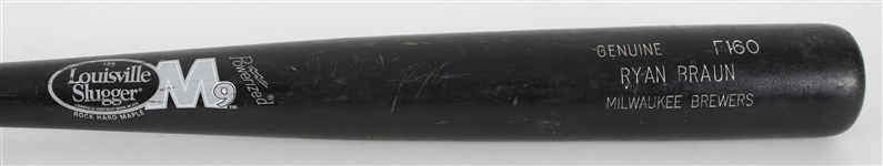 2008 Ryan Braun CC Sabathia Milwaukee Brewers Louisville Slugger Professional Model Game Used Bat (MEARS LOA)