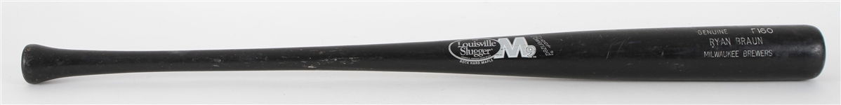 2008 Ryan Braun CC Sabathia Milwaukee Brewers Louisville Slugger Professional Model Game Used Bat (MEARS LOA)