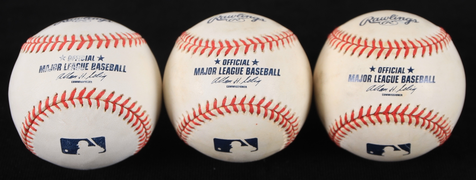 2000s Offical Major League Bud Selig Game Used Baseballs - Lot of 3 (MEARS LOA)