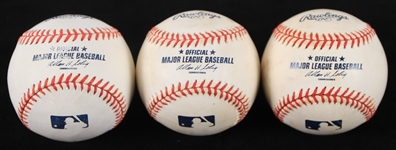 2000s Offical Major League Bud Selig Game Used Baseballs - Lot of 3 (MEARS LOA)
