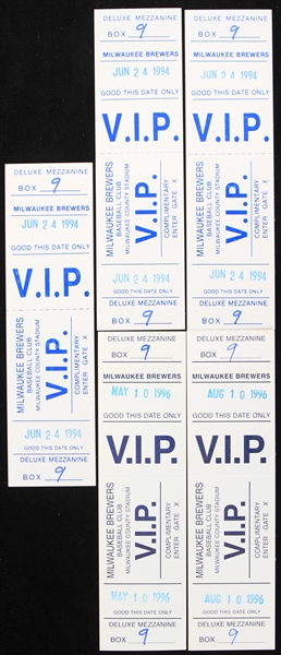 1994 & 1996 Milwaukee Brewers Complimentary Gate Passes (Lot of 5)