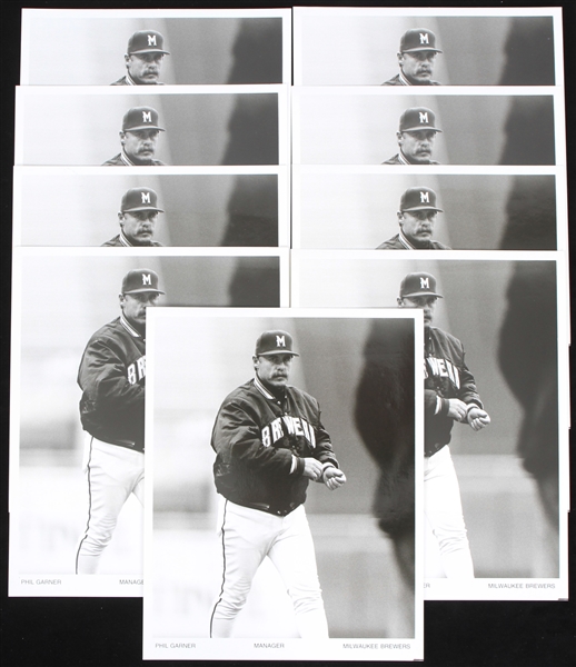 1997-99 Phil Garner Milwaukee Brewers 8" x 10" Photos - Lot of 9 