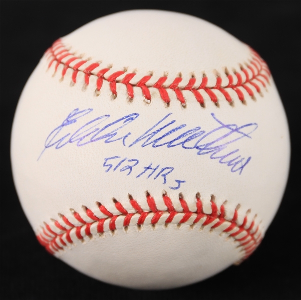 1994-1999 Milwaukee Braves Eddie Mathews Signed Baseball *JSA* w/ 512 hrs inscription