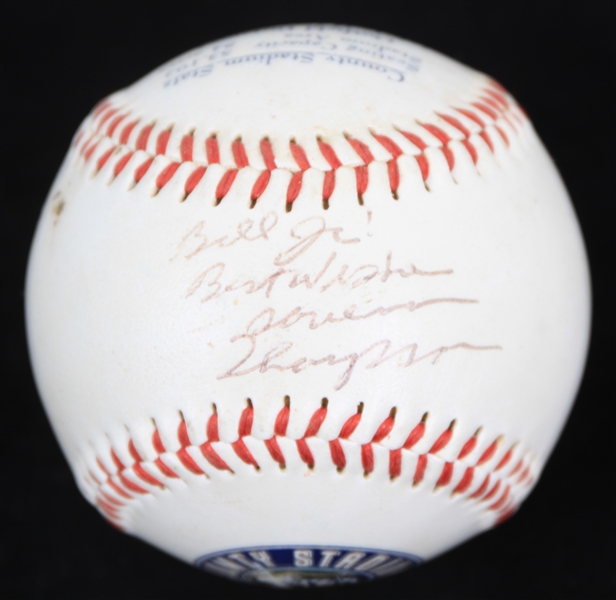 1999 Tommy Thompson Wisconsin Governor Signed County Stadium 1953-99 Commemorative Baseball (JSA)