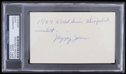 1957 Nippy Jones Milwaukee Braves "World Series Shoe Polish Incident" Signed Index Card (PSA/DNA Slabbed) 