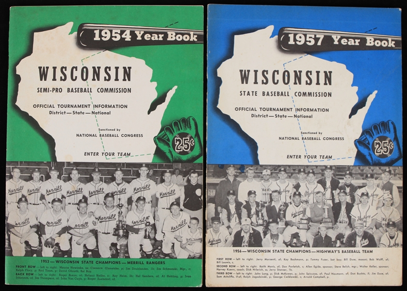 1954 & 1957 Wisconsin Semi-Pro and State Baseball Commission Year Books (Lot of 2)