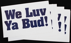 1990s Milwaukee Brewers Miller Park "We Luv Ya Bud / Build It Now" 11" x 17" Two-Sided Placards - Lot of 6