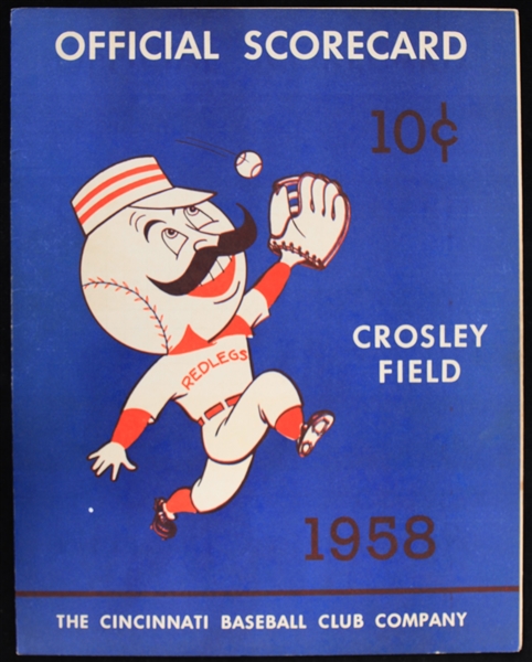 1958 (August 30) Cincinnati Reds Philadelphia Phillies Crosley Field Scored Scorecard