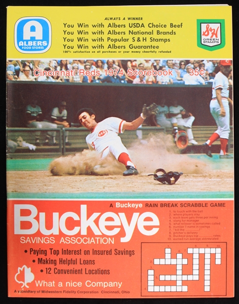 1974 Cincinnati Reds Scorebook 