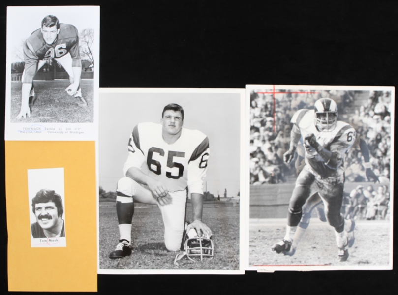 1966-1978 Tom Mack University of Michigan and Los Angeles Rams Press Photos (Lot of 4)